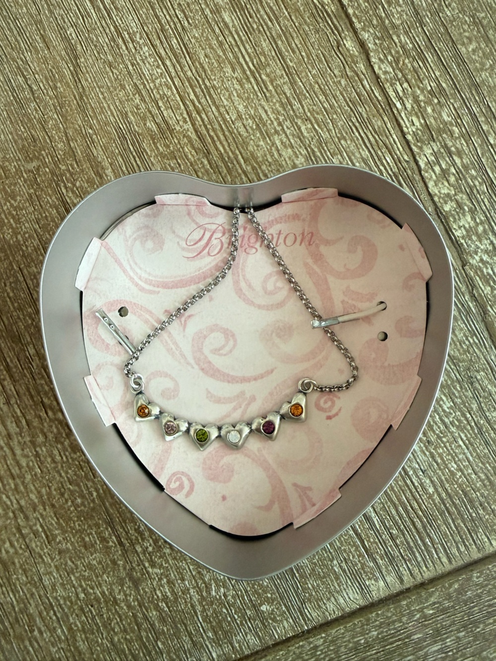 Brighton Silver Heart Multi-Color Crystal necklace